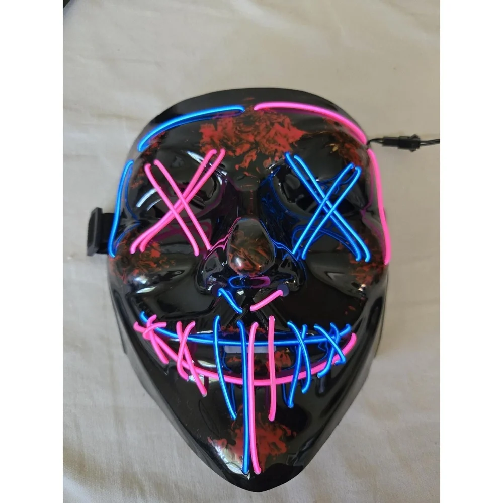Lot Of 2 Purge Light Up LED Mask Costume Cosplay Party- 3 Modes- Lights-